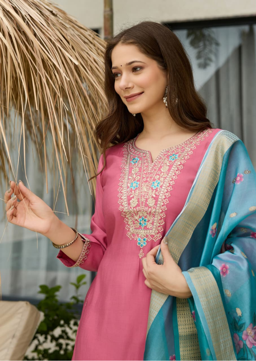 Gulabi Aabha Chanderi Silk Suit Set