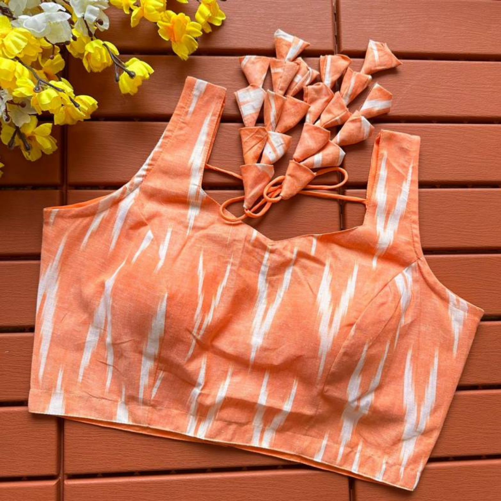 Eshani Apricot Ikat Cotton Blouse