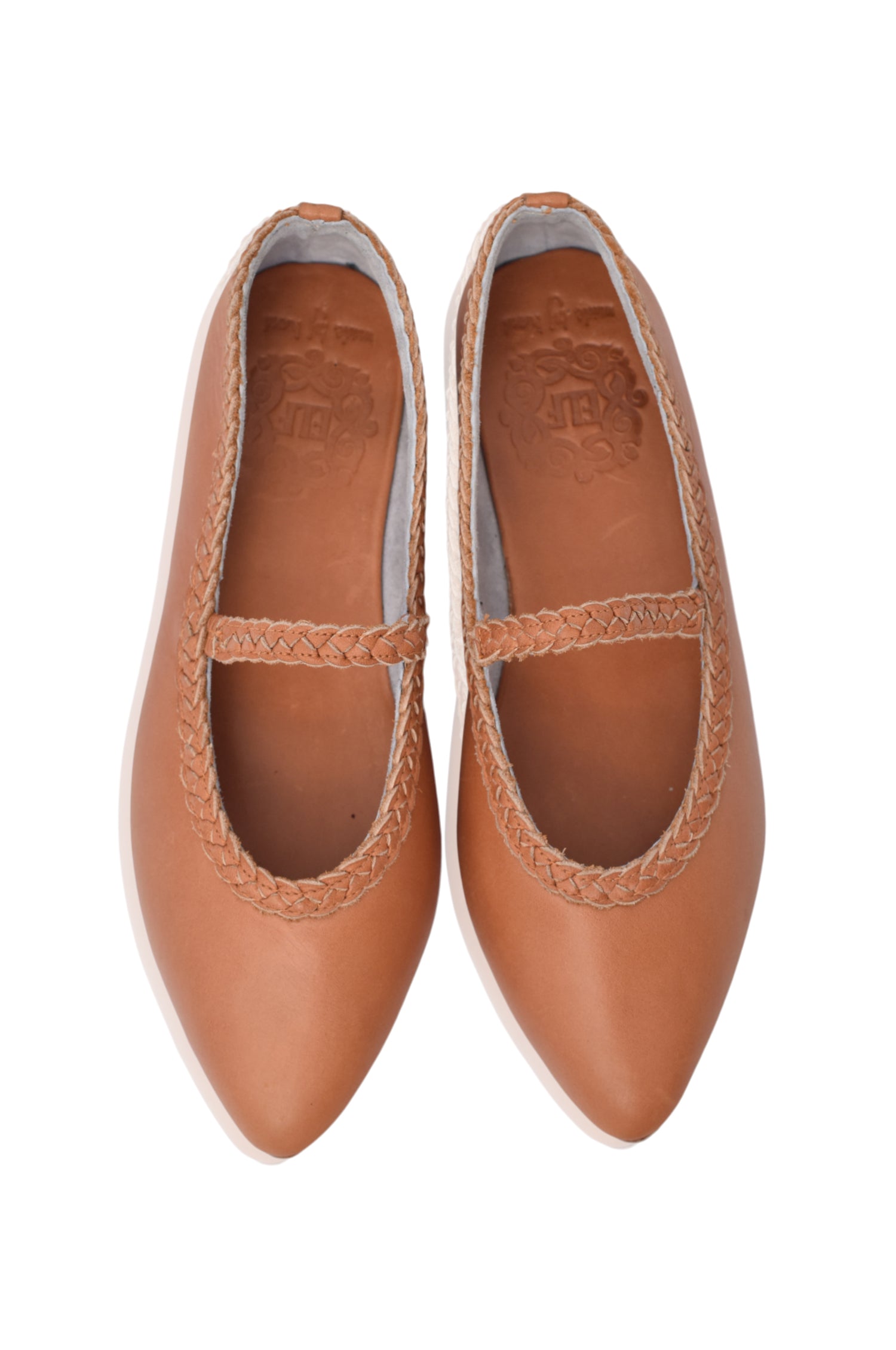 Amara Pointed Toe Leather Flats with Braids