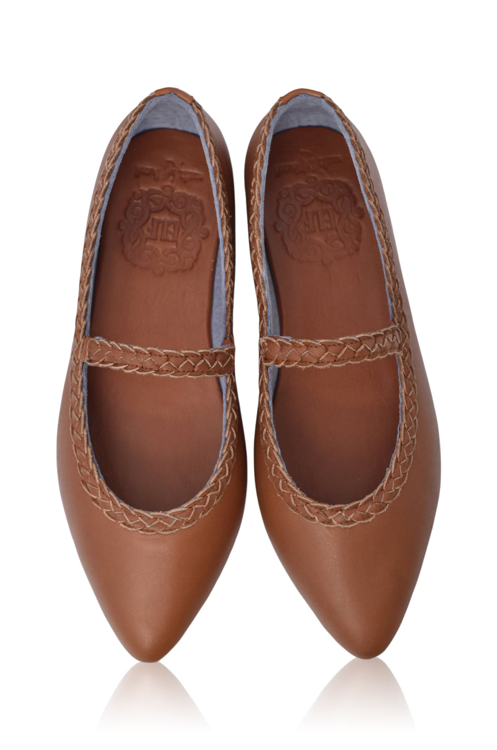 Amara Pointed Toe Leather Flats with Braids