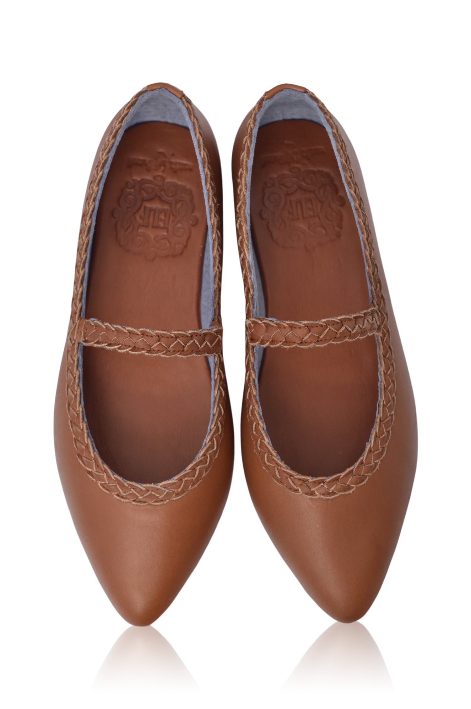 Amara Pointed Toe Leather Flats with Braids