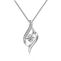 925 Silver Feather Zircon Pendant Necklace