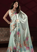 Anaya Mint Blossom Satin Silk Saree