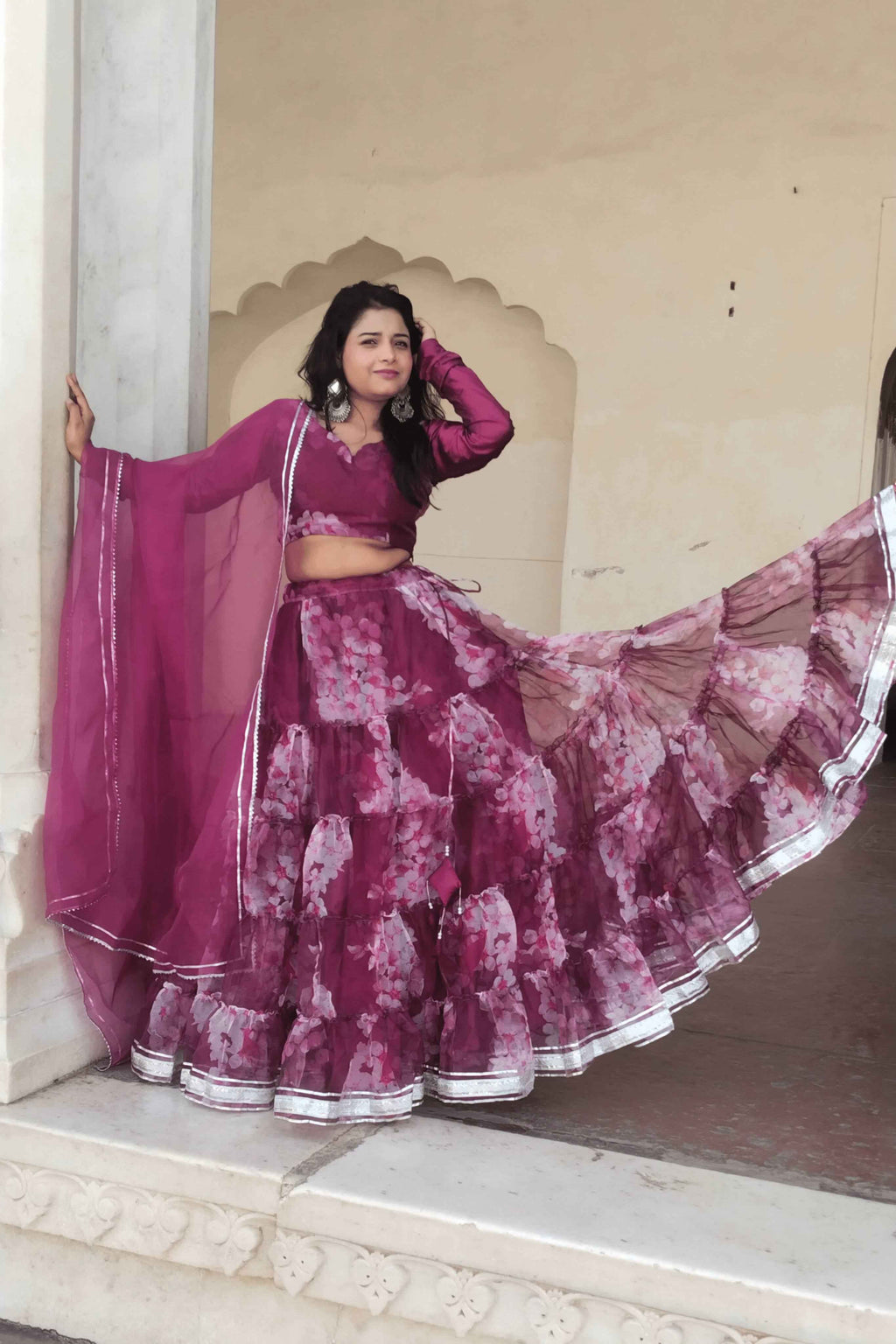 Amayra Elegance Floral Print Organza Lehenga Set
