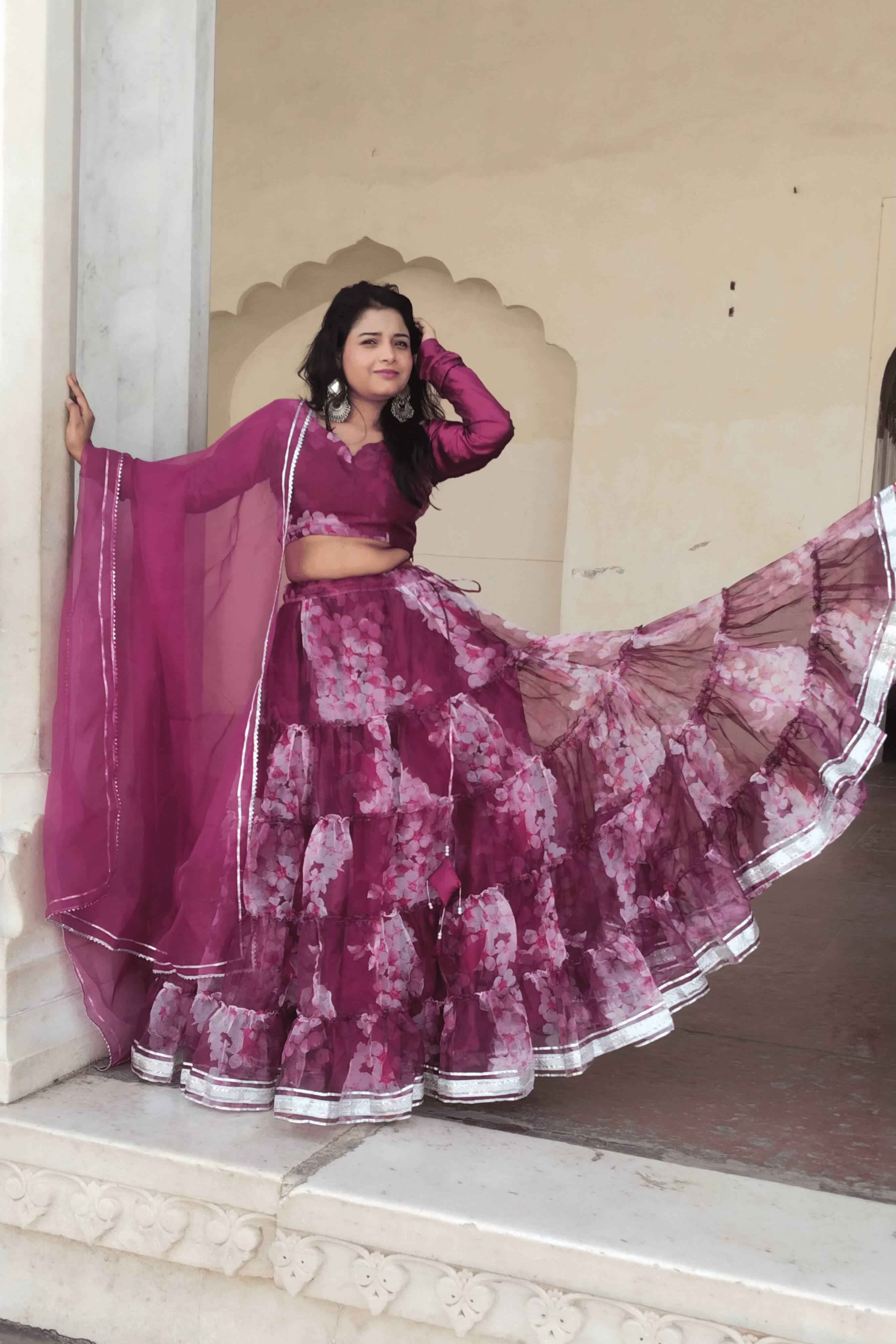 Amayra Elegance Floral Print Organza Lehenga Set