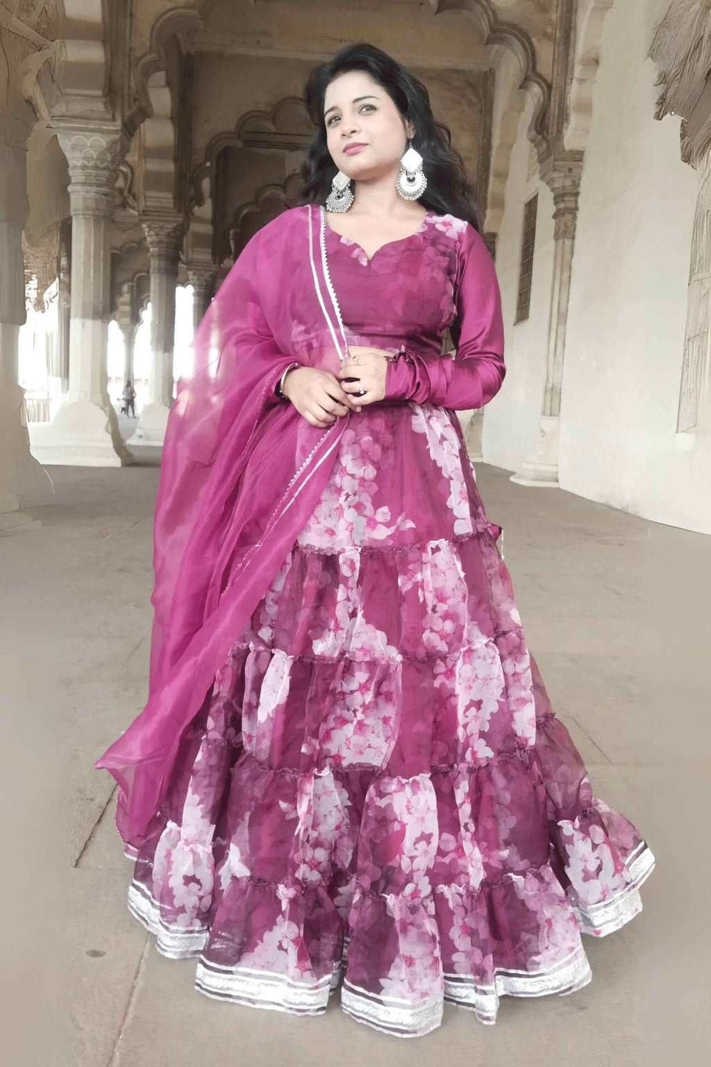 Amayra Elegance Floral Print Organza Lehenga Set