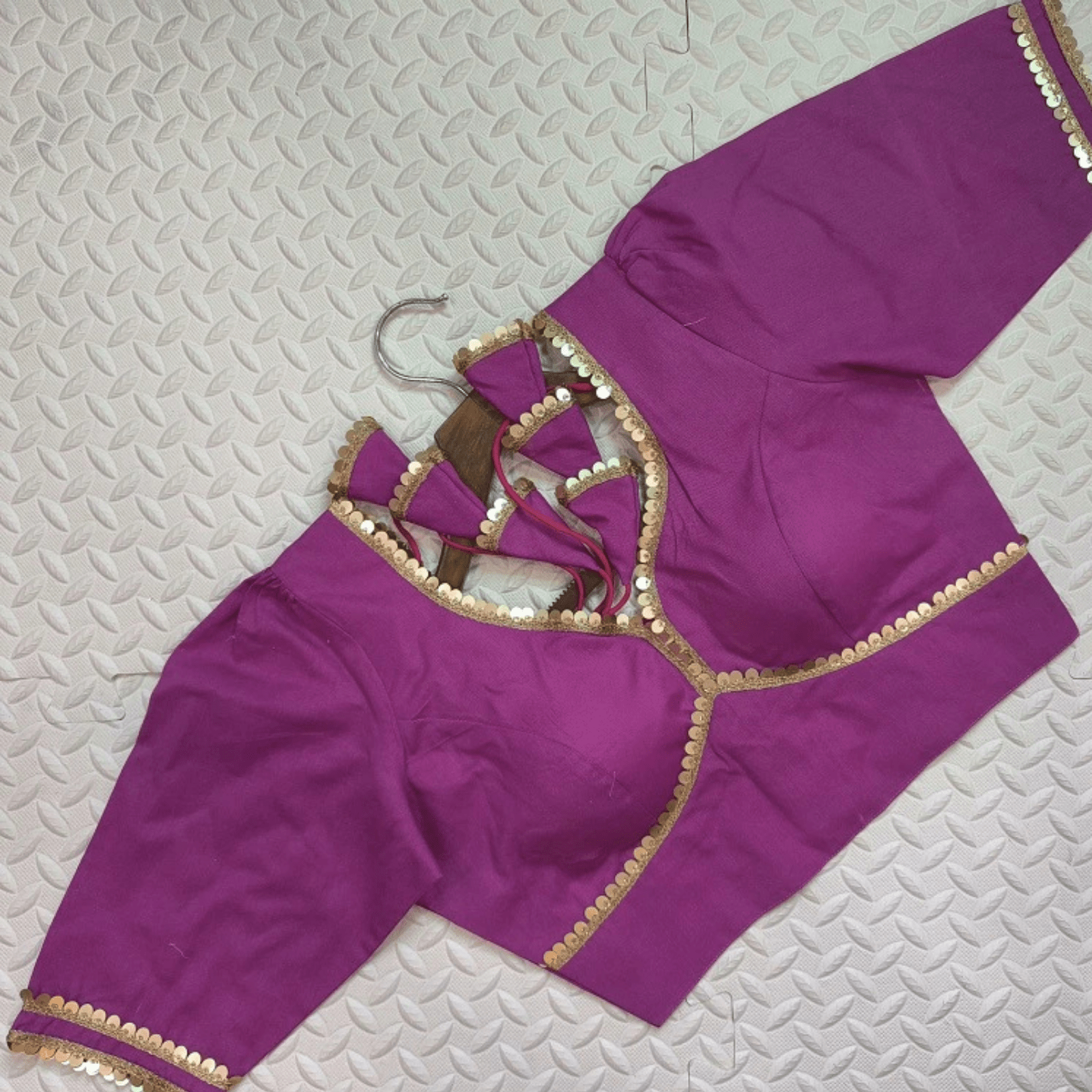 Avira Magenta Sequin Flex Cotton Blouse