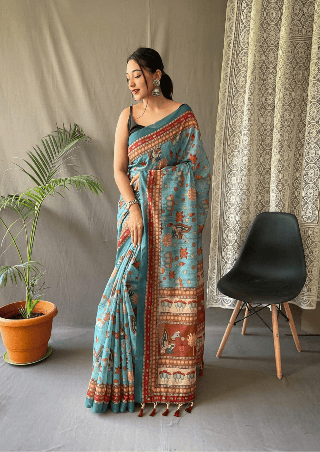 Avyukta Kalamkari Malai Cotton Saree