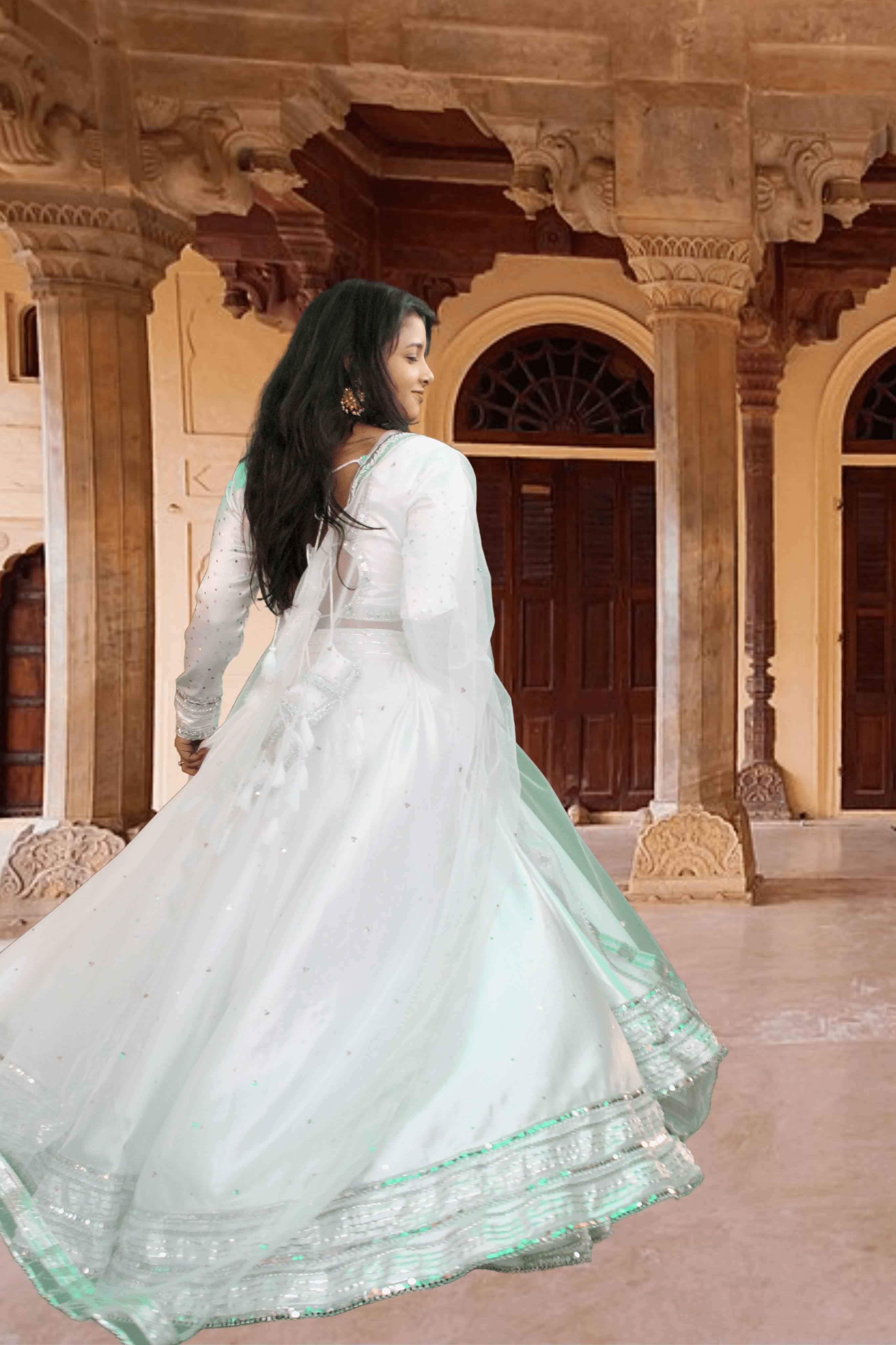 Chandani White Satin Lehenga Set - Elegant Ethnic Wear for Every Occasion