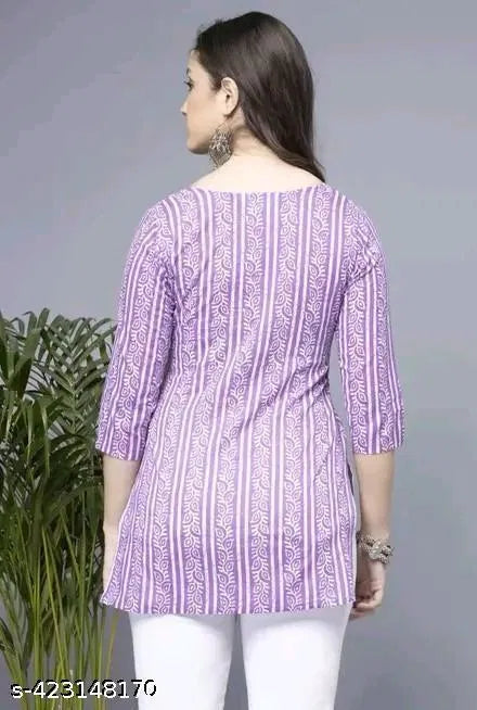 Lavender Short Kurti, Stylish Women's Pure Cotton kurti
