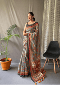 Divyanka Kalamkari Malai Cotton Saree