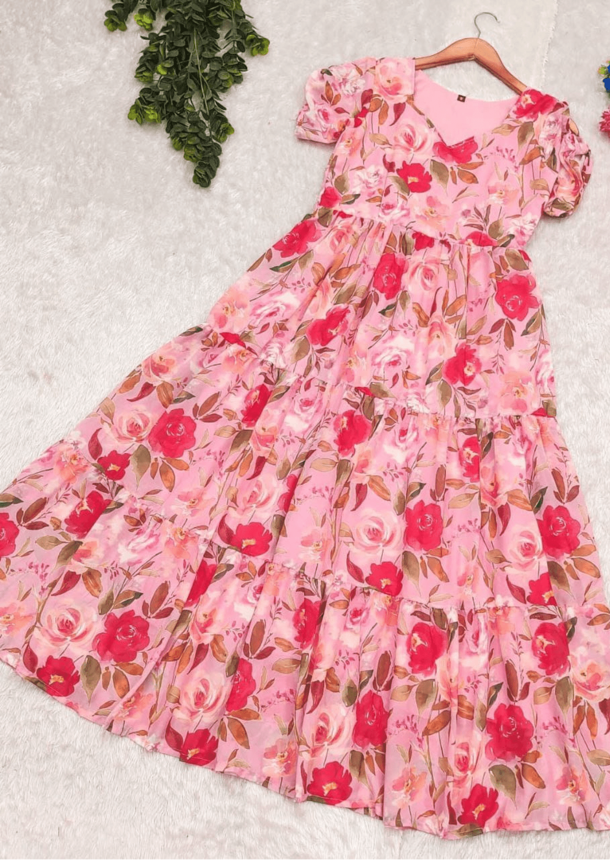 Floral Bliss Pink A-Line Dress