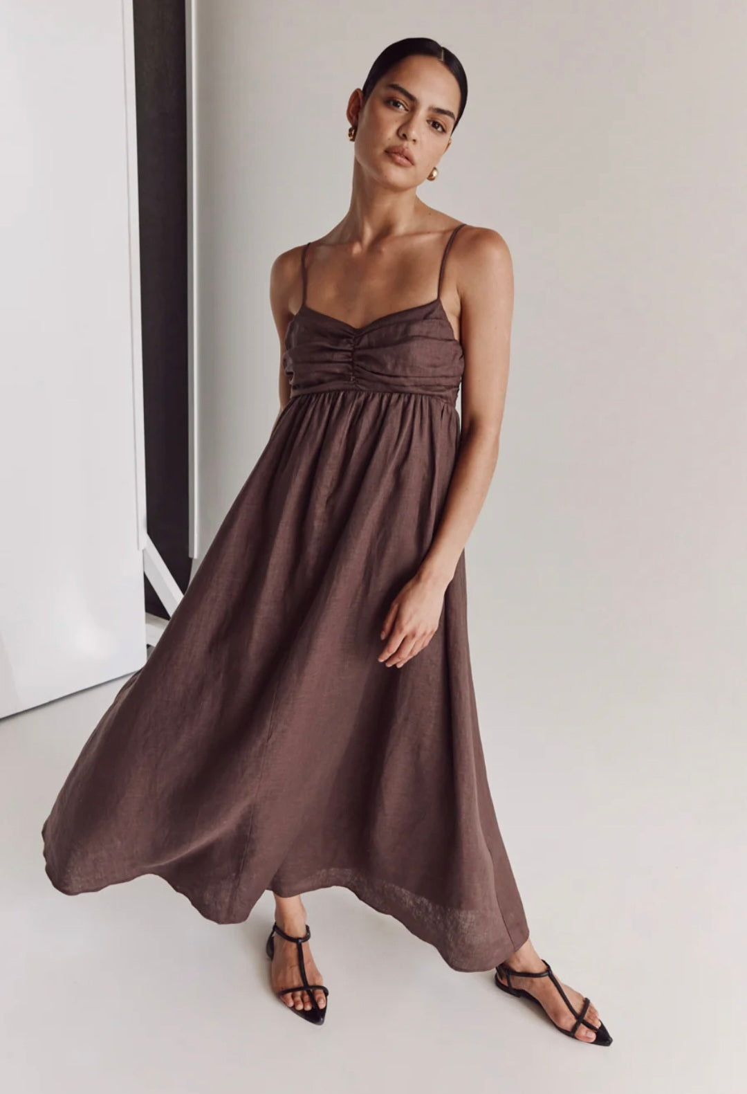 Brown Linen Dress