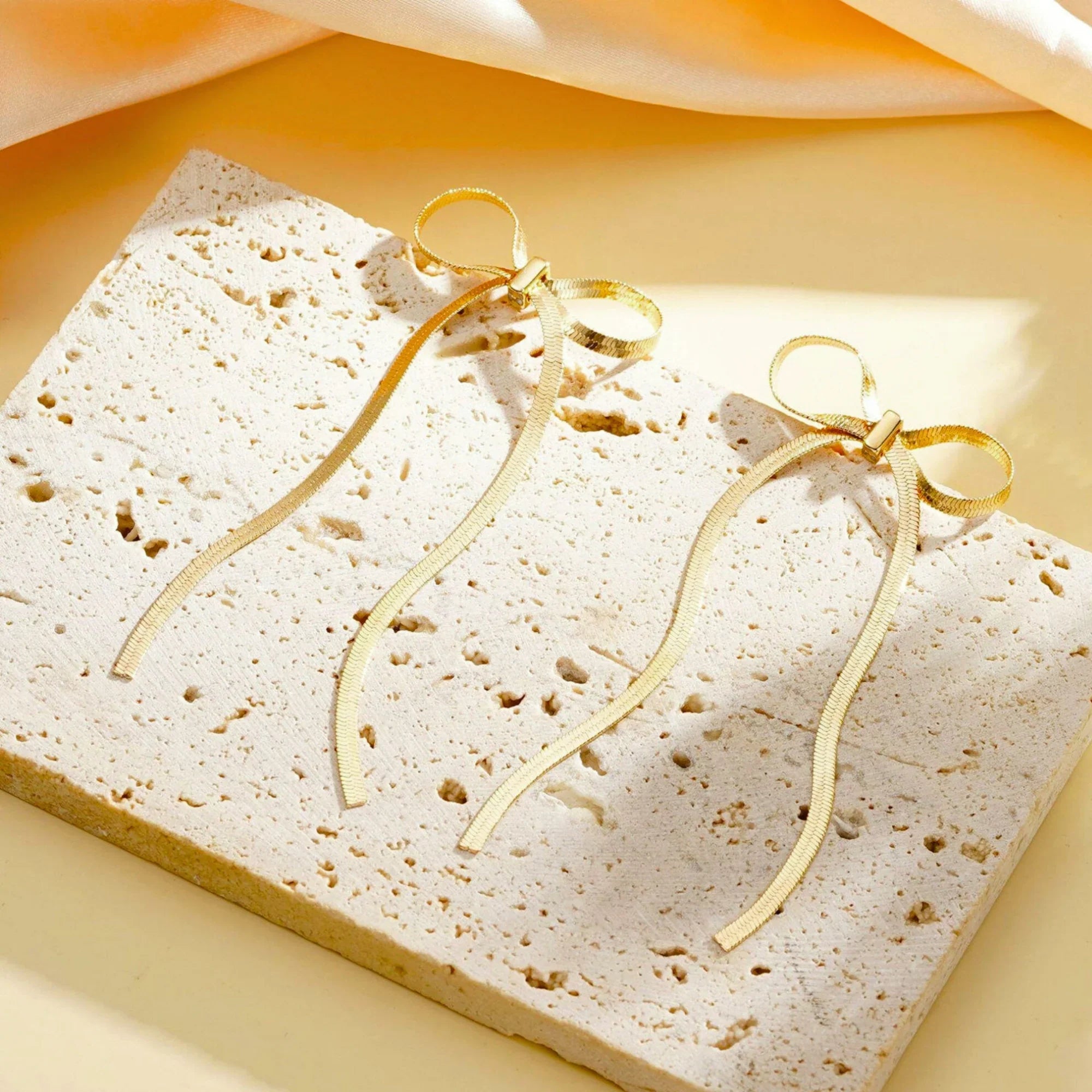 Golden Bow Knot Drop & Dangle Earrings